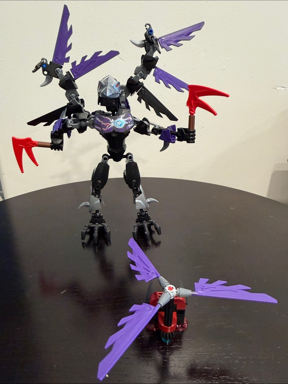 Lego Black and Purple Battle Figure with Red Accessories